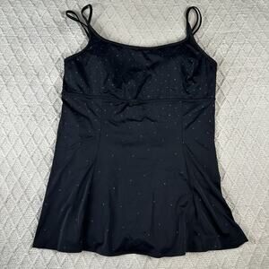 Great Lengths Black With Sparkle One Piece Swim Dress Womens Size 18